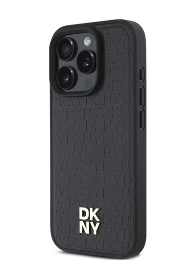 Apple Uyumlu iPhone 16 Pro Kılıf Dkny Lisanslı Magsafe Şarj Özellikli 3d Yazılı Repeat Pattern Siyah