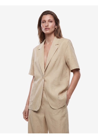 Koton Cepli Kısa Kollu Keten Blazer Ceket Bej 6sak50075pw Ekru