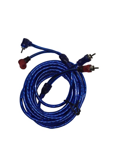 5 Metre 2 Rca To 2 Rca Oto Amfi Kablosu - Şeffaf Mavi Ses Aktarım Kablosu - Kırmızı Mavi Tos Fiş