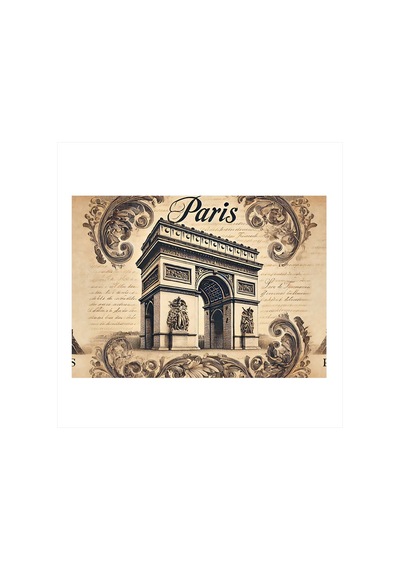 Paris Zafer Takı Retro Çizim Mdf Tablo