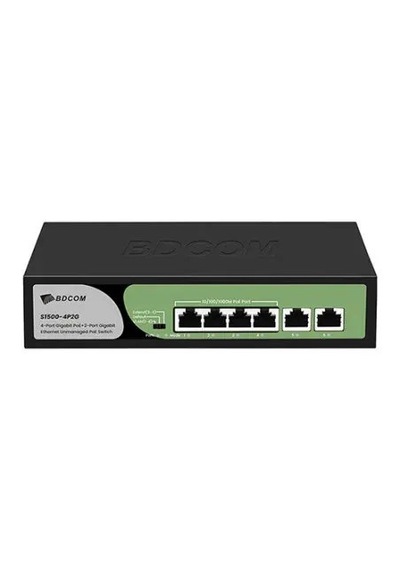 Bdcom S1500-4p2g 6 Port Gıgabıt 4xpoe 60w 2x10/100/1000 Rj45 Yönetilemez Switch
