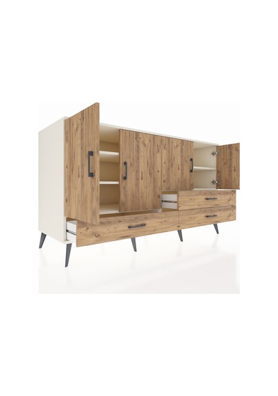 Kronos Konsol 5 Raflı 3 Çekmeceli 4 Kapaklı 176x59x99 Aytaşı-çam Aytaşı-çam