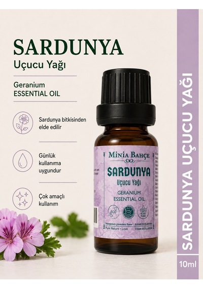 Minia Bahçe Bitki Ve Sanat Atölyesi Sardunya Itır Uçucu Yağı Saf ve Katkısız Bitkisel Uçucu Yağ 10 ML