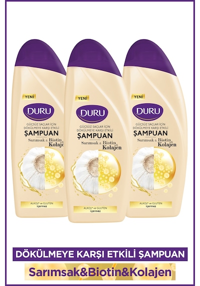 Sarımsak&biotin&kolajen Dökülmeye Karşı Etkili Şampuan 3x500 Ml Tüm Saç Tipleri Sarımsak&biotin&kolajen Dökülmeye Karşı Etkili Şampuan 3x500 Ml Tüm Saç Tipleri