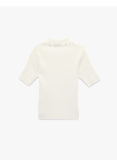 Koton Slim Fit Yarım Düğme Detaylı Kısa Kollu Polo Yaka Triko Kazak Ekru 6sak90022ht Ekru