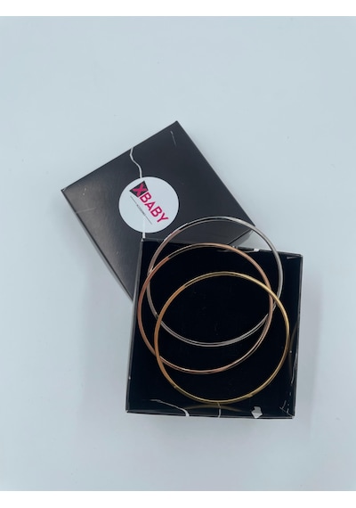 Xbaby Silver,gold,rose Gold Renkli 3 Lü Yassı Ajda Bileklik