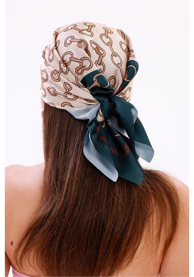 Tarzını Seç Zincir Desenli Model Fular Bandana Şal Estascarf 70x70 Cm