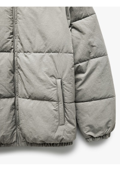 Koton Dik Yaka Cep Detaylı Fermuarlı İçi Polarlı Kışlık Mont Taş 6wam20090hw Taş