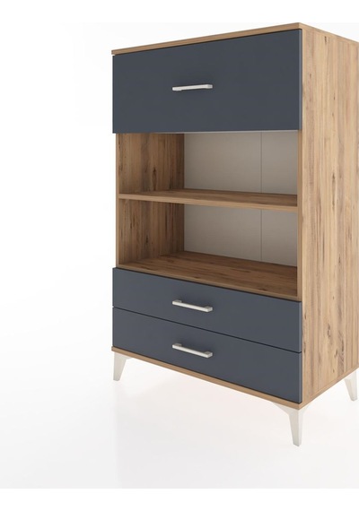 Hyperion Dolap 2 Raflı 3 Çekmeceli 88x44x134 Çam-antrasit Atlas Çam
