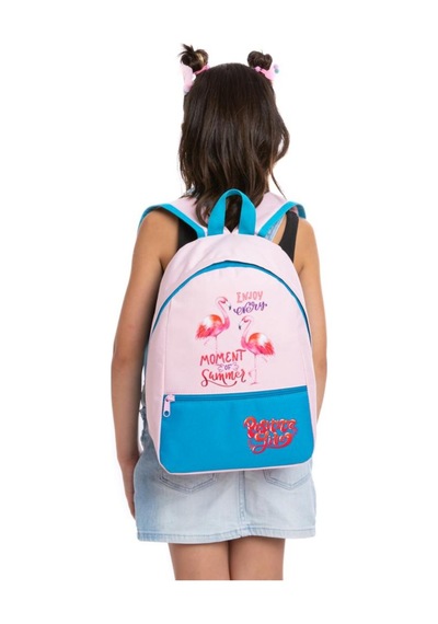 Superbag Kız Çocuk Anaokulu Çantası Flamingo Desenli Sırt Çantası Kreş Çantası Pembe