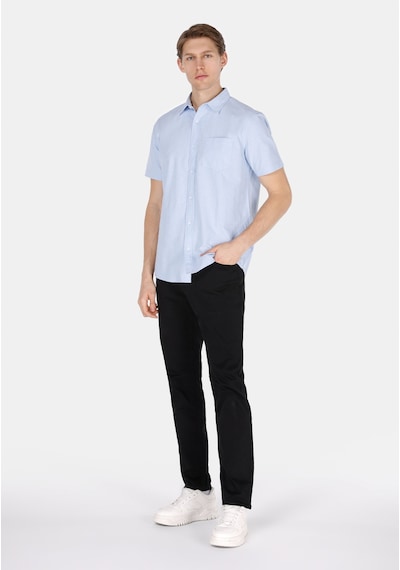 Colin's Colins Regular Fit Shirt Neck Düz Erkek Mavi Kısa Kol Gömlek Cl1073847 Cl1073847 Q1.v1 Ble Mavi