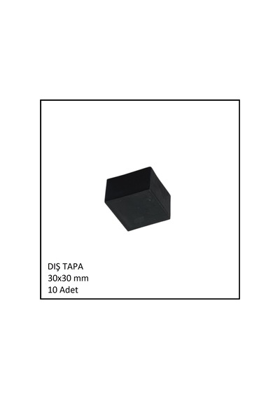 Plastik Dış Tapa, Profil Tapası, Kare, Siyah, 30x30 Mm 10 Adet Siyah