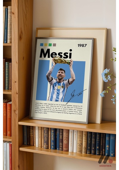 Messi Futbol Posteri, Siyah Çerçeveli Duvar Tablosu - Spor Severlere Hediye