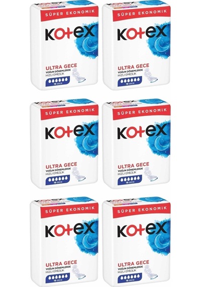 Kotex Ultra Quadro 16'lı Gece Hijyeni Ped 6 Adet