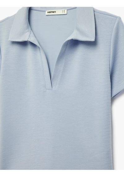 Koton Regular Fit Kısa Kollu Kesik Polo Yaka Tişört Mavi 6sak50190ek Mavi