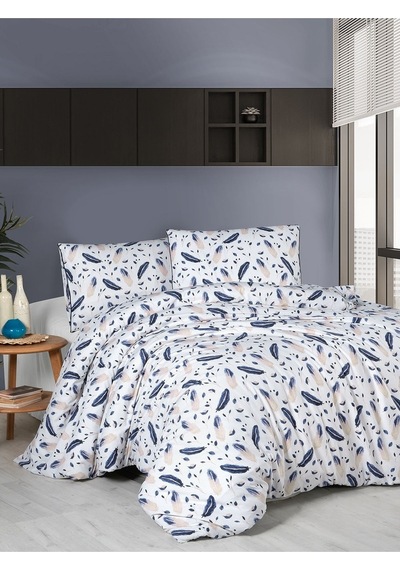 Bedline Ranforce Nevresim Takımı Çift Kişilik Feather Beyaz