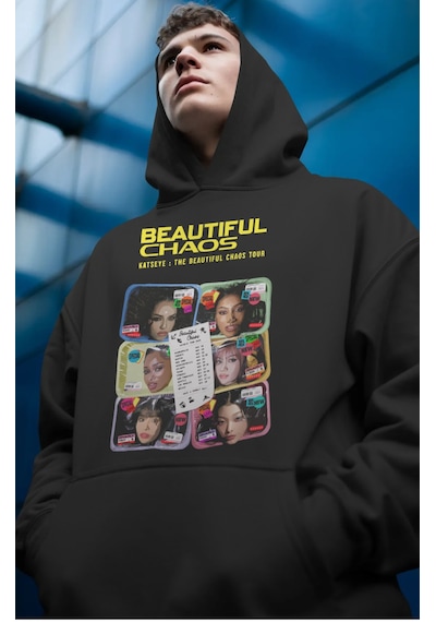Sevbano Katseye Beautiful Chaos Kpop Müzik Grubu Ön Baskılı Unisex Oversi Siyah