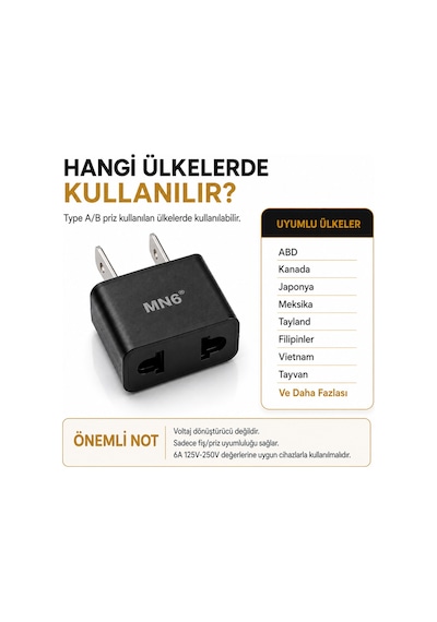 M007 Amerikan Priz Dönüştürücü/5 Adet-türk Fişi Amerikan Sistemine Çeviren Adaptor Fiş