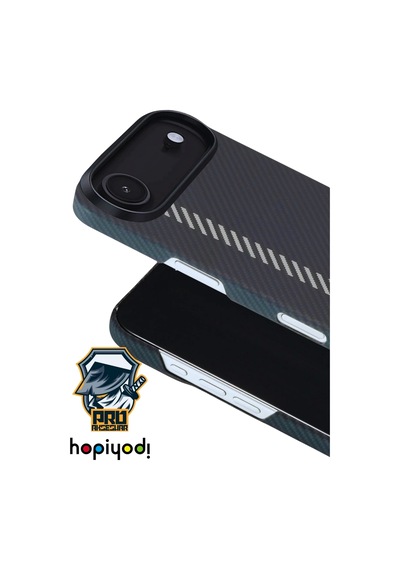 Apple Uyumlu iPhone 17 Air Kılıf M-safe Şarj 600d Güçlü Kamera Çerçeveli Pure Kevlar Fiber Turuncu-siyah Hafif İn