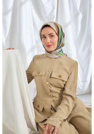 Silk Home %100 Twill İpek Eşarp S543 Kahverengi
