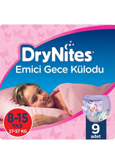 Huggies Dry Nites Kız Emici Gece Külodu 8-15 Yaş 27-57 KG 9 Adet