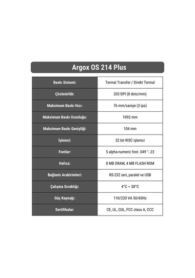 Argox Os 214 Plus Hızlı & Ergonomik Barkod Yazıcı Uzaktan Destek Ve Kurulum