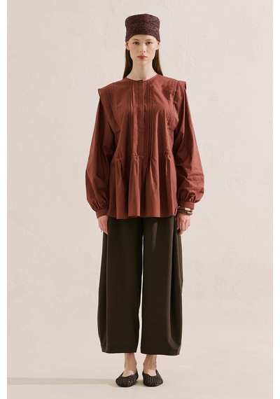 Manuka Fırfır Detaylı Dökümlü Tunik Bordo Ss26tnk00006-1030 No