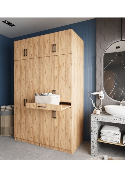 Megan Çamaşır Ve Kurutma Makinesi Dolabı Banyo Dolabı Çam Çam