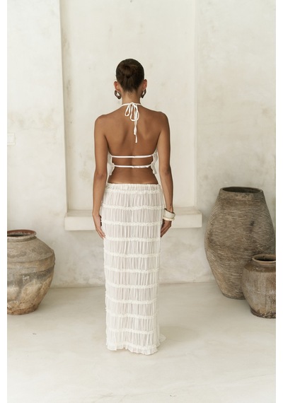 Mai Collection Mai Studios Co. Sofi Transparan Ekru Crop Etek Takım Ekru