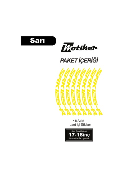 Rks Qj Motor Srk 125-r Motosiklet Jant İçi Sticker Etiket Modeli Sarı