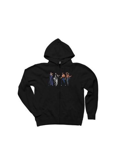 Kung Fu Legends Siyah Fermuarlı Kapşonlu Sweatshirt