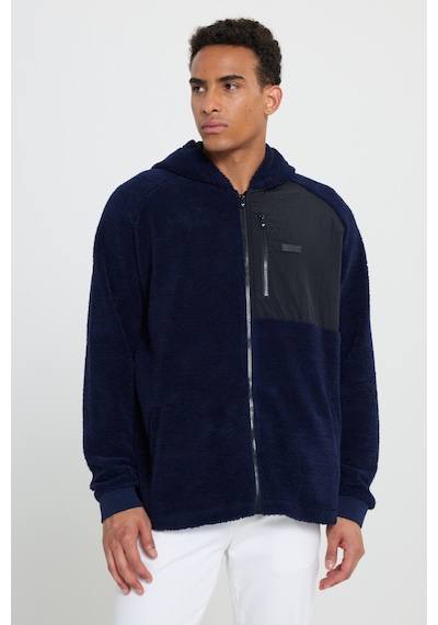 AC&Co / Altınyıldız Classics Erkek Lacı Oversize Bol Kesim Kapüşonlu Polar Lacivert