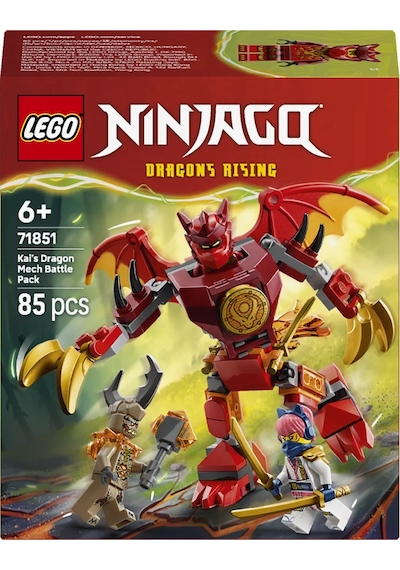 LEGO®  NINJAGO® Kai’nin Ejderha Robotu Savaş Paketi 71851 - 6 Yaş ve Üzeri Çocuklar için Yaratıcı Oyuncak Yapım Seti (85 Parça)