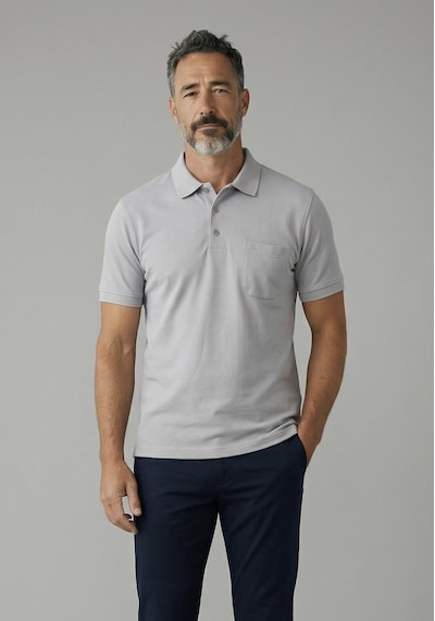 Erkek Yakalı Cepli Pike Lacoste Kumaş Gri Baba Tshirt