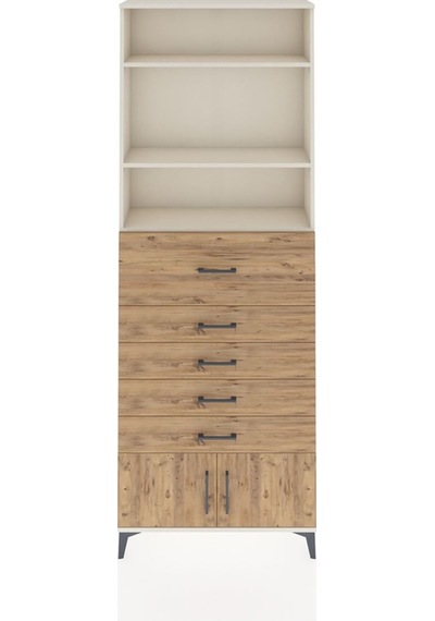 Arges Dolap 3 Raflı 5 Çekmeceli 2 Kapaklı 88x30x243 Aytaşı-çam Aytaşı