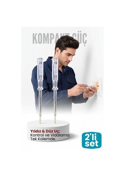 Zenvac 2'li Set Elektrik Kontrol Kalemi Tornavida Yıldız Düz Uçlu Zenvac29