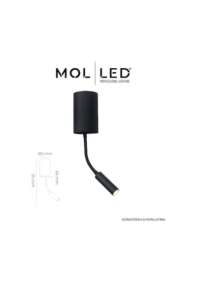 Molled Aura Serisi Siyah Okuma Lambalı Dekoratif Gu10 Duylu Aplik - Mol8117