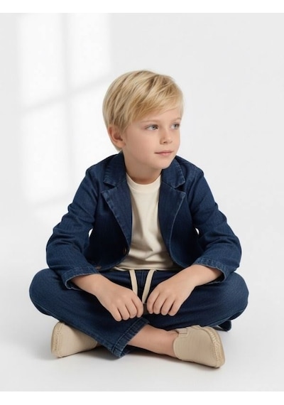 Zekids Erkek Çocuk Müslin Dokulu Rahat Kesim Pantolon-17144 Lacivert