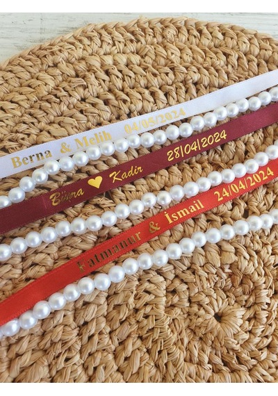 Dökülen İncili Isimli Yüzük Kurdelesi Söz - 12 Farklı Renk