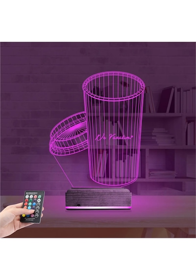 Luvivia Kahve Kişiye Özel 3d Lamba - Masa Gece Lambası Şeffaf