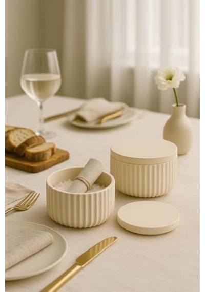 Modern Çizgili Kapaklı Organizer 4 Parça Set 10,5 6,5 Cm