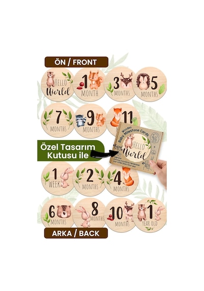Aylık Bebek Kartları Ingilizce Milestone Cards Bebek Hediyelik Anı Kartı Ay Kartları