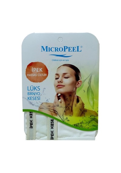 Micro Peel İpek Hassas Cilt İçin Banyo Kesesi Beyaz 16x25Cm