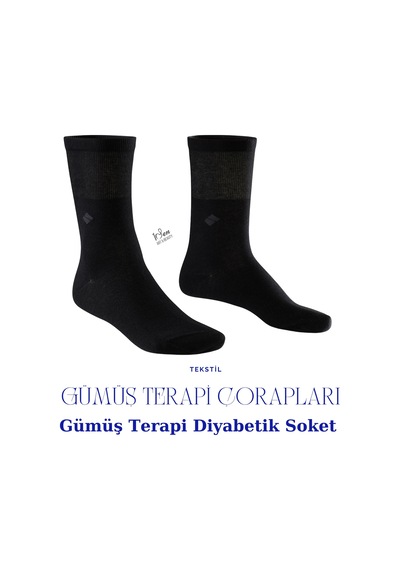 1senartbeauty Gümüş Terapi Diyabetik Soket Çorap Unisex Siyah