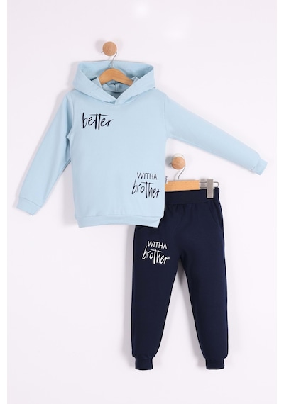 Mnk Baby & Kids Baskılı Erkek Kapüşonlu Çocuk Eşofman Mnk0627 Mavi