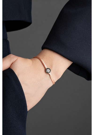 Çekirdekjewelry 925 Ayar Gümüş Rose Hasır Serenay Bileklik Pembe