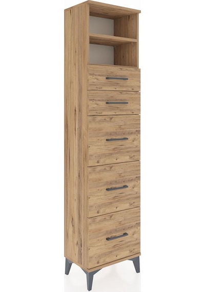Arges Dolap 2 Raflı 5 Çekmeceli 44x30x182 Çam-çam Atlas Çam