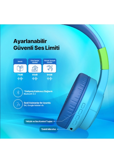 Soundbuddy 3 Kulaküstü Kablosuz Bluetooth Çocuk Kulaklığı - 2km171