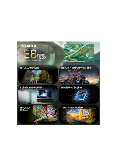 Hisense 55E8S 55" 139 Ekran Uydu Alıcılı Smart 4K UHD VIDAA Uled Mini LED TV