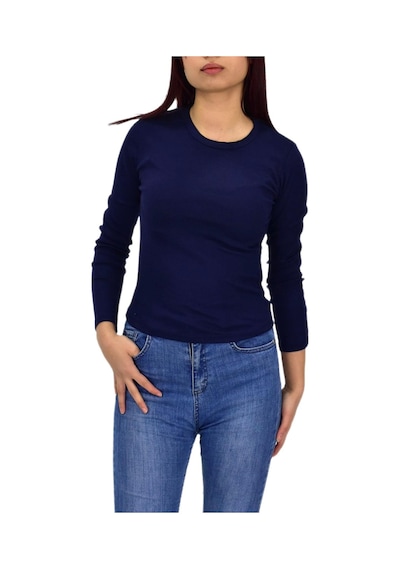 Kadın Uzun Kol Fitilli Body Tişört Bgl-st04231 Karışık Çok Renkli
